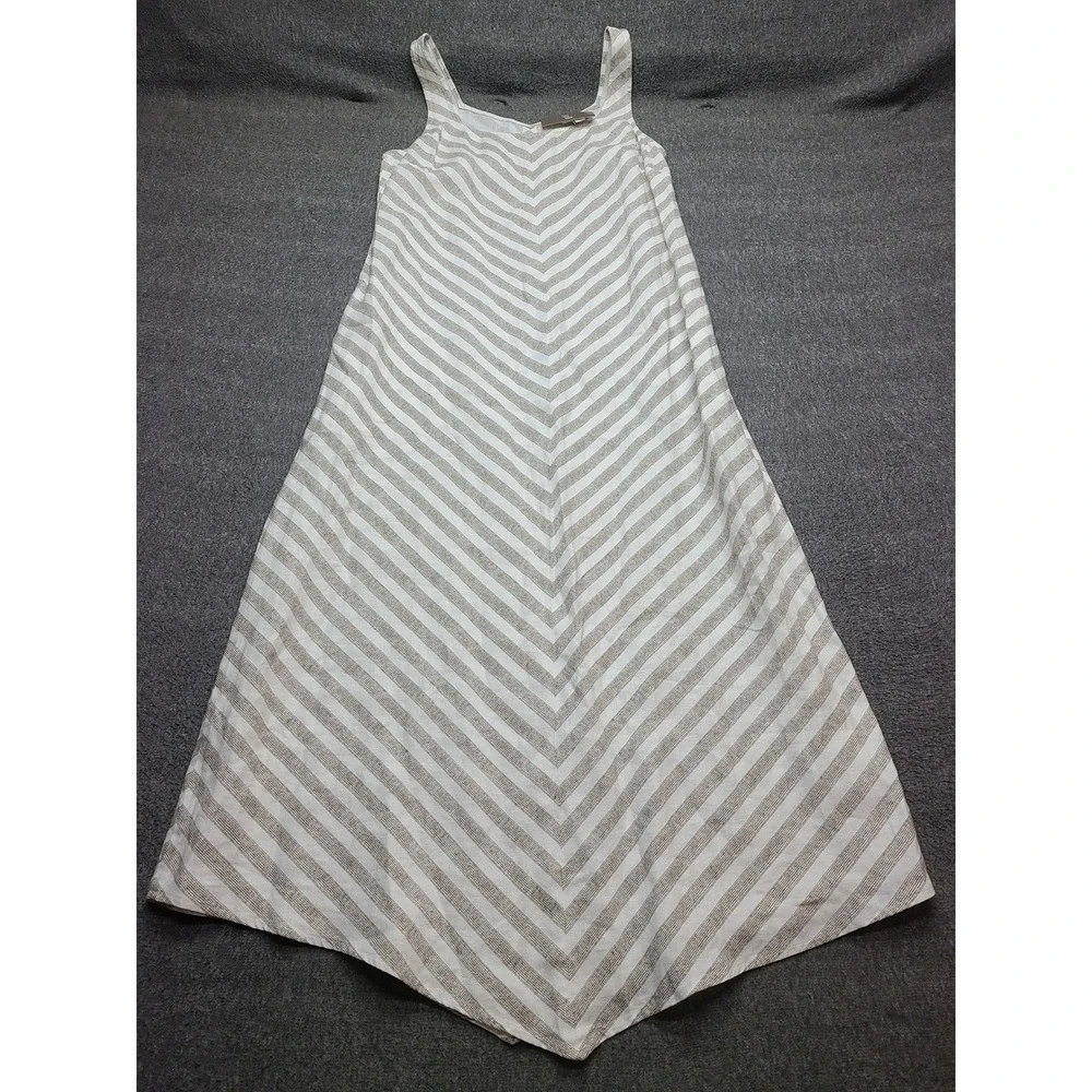J. Jill Love Linen Chevron Stripe Maxi Dress Beechwood White XS Beach Party - Picture 2 of 8